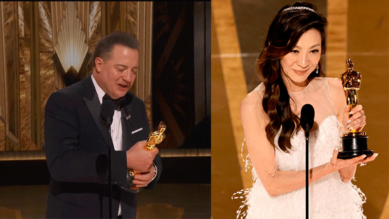  Brendan Fraser y Michelle Yeoh ganan el Óscar a mejor actor y mejor actriz 