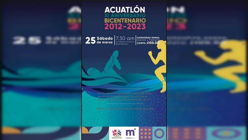 Convoca IMCUFIDE a Acuatlón con motivo del XI Aniversario Acuática del Complejo Deportivo Bicentenario 