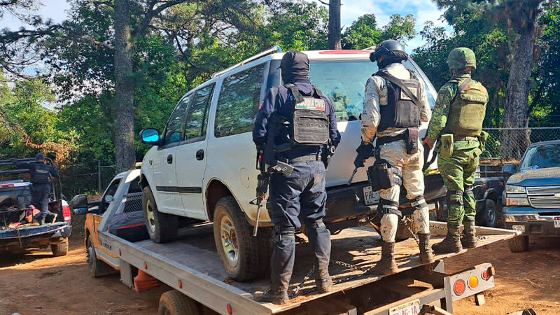 Recuperan seis vehículos y detienen a cuatro personas en cinco municipios de Michoacán