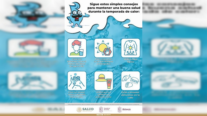 Emite Salud Michoacán recomendaciones para evitar un golpe de calor 