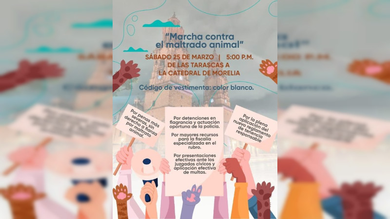Convoca Minerva Bautista a marcha en defensa de los animales en Michoacán 