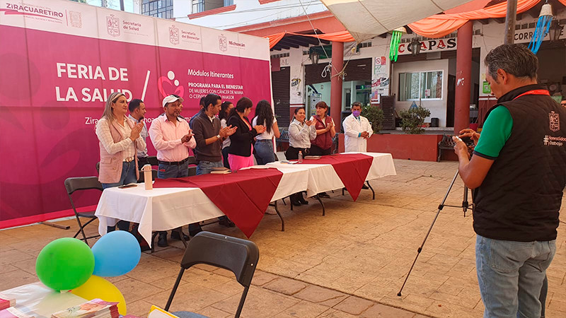Participa Salud Michoacán con Secretaría del Bienestar en feria de la salud en Ziracuaretiro