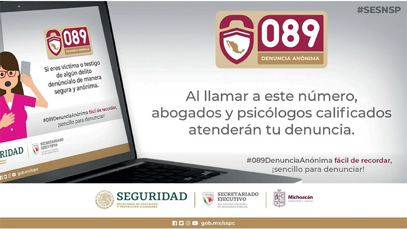 Promueve Michoacán la línea 089 de denuncia anónima