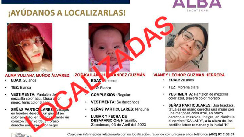 Localizan a esposa e hija de militar secuestradas en Zacatecas  