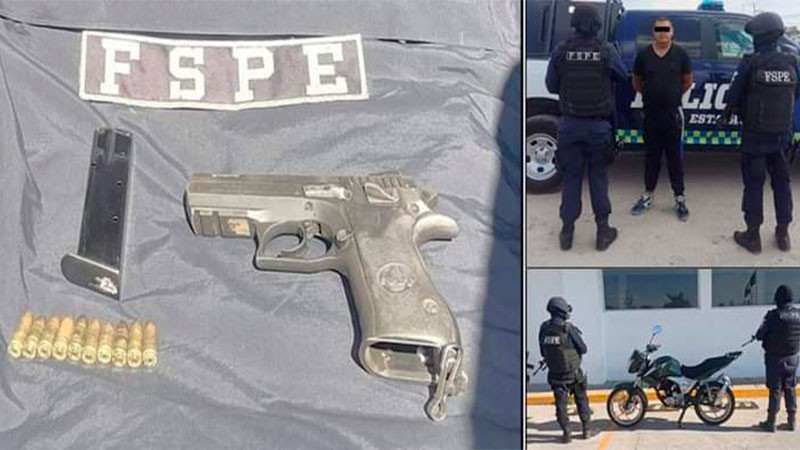 Detienen a supuesto Policía Municipal, en Celaya; portaba arma de fuego 