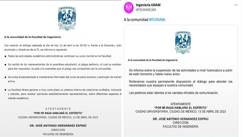 Facultad de Ingeniería de la UNAM se va a paro indefinido