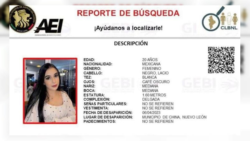 Identifica cuerpo de Bionce Jazmín, joven reportada como desaparecida en Nuevo León  