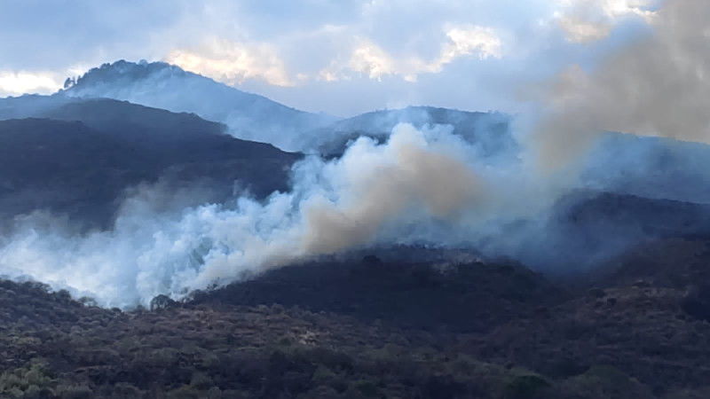 Con acciones aéreas la SSP coadyuva para sofocar los incendios en el cerro del Quinceo