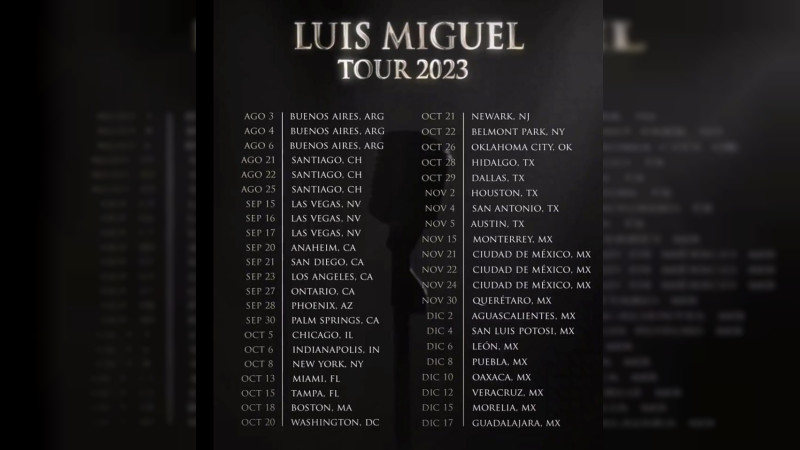 Luis Miguel anuncia fechas de su Tour 2023; Morelia está incluida  