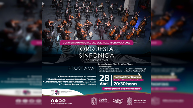  Ofrecerá Osidem concierto inaugural del Jazztival 2023 en Morelia, anuncia Secum 