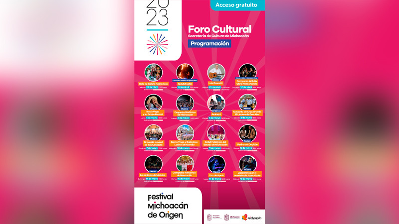 Habrá danza, teatro y música para toda la familia, lista la cartelera del Foro Cultural del Festival Michoacán de Origen 