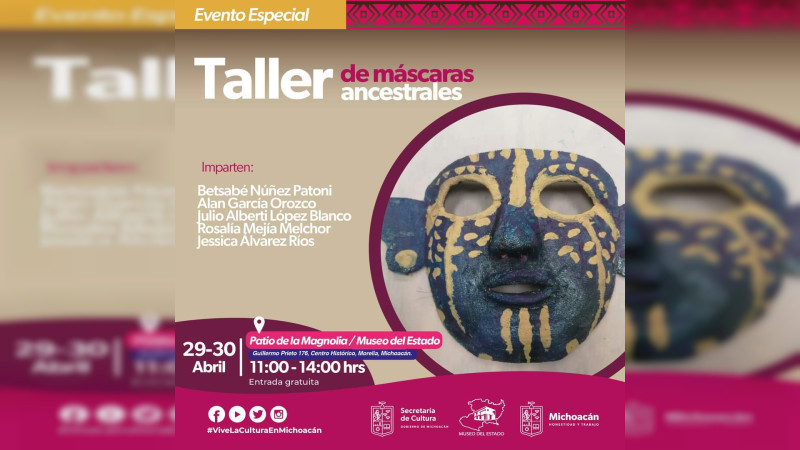 Invita Secum a taller de máscaras ancestrales en el Museo del Estado 