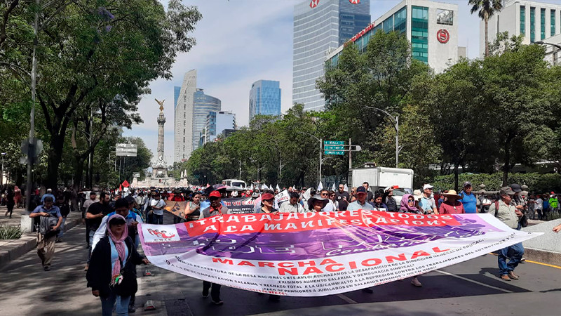 CNTE sección XVIII se manifiesta en la capital del país, demandan cumplimiento de demandas