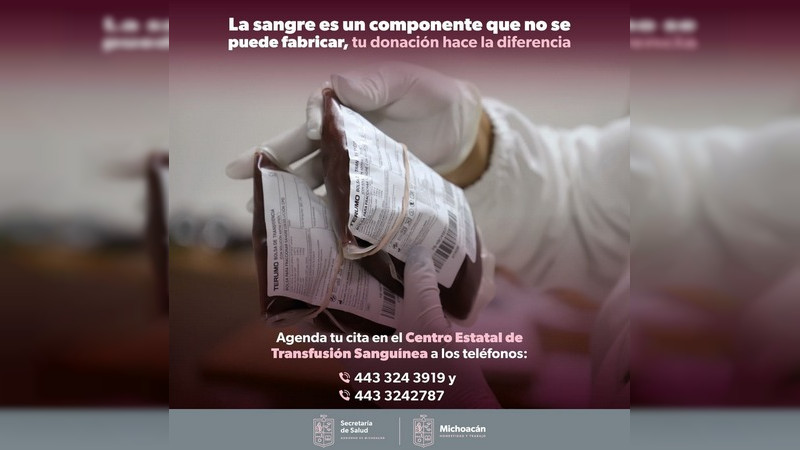 En 4 meses recolectó Salud Michoacán más de 9 mil unidades de sangre 