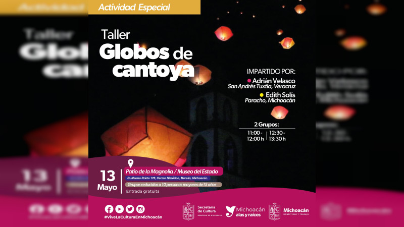 Invita Secum a participar en el taller gratuito de globos de cantoya 
