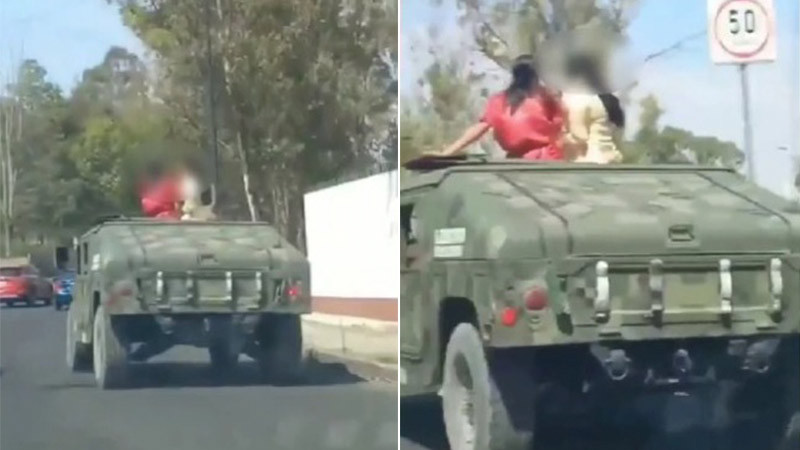 Captan a quinceañeras usando vehículo del Ejército como ‘limusina’, en Puebla 