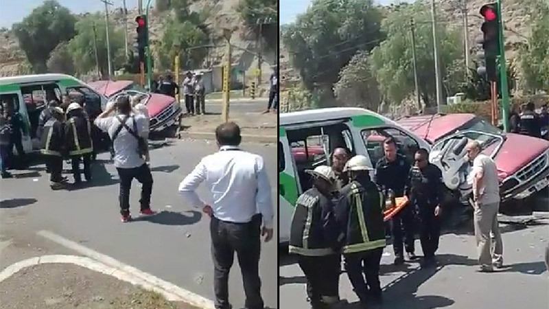 Choque entre Tuzobús y camioneta deja 13 heridos, en Pachuca 