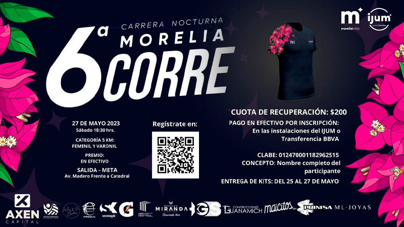IJUM invita a la 6ta Carrera Nocturna: Morelia Corre 