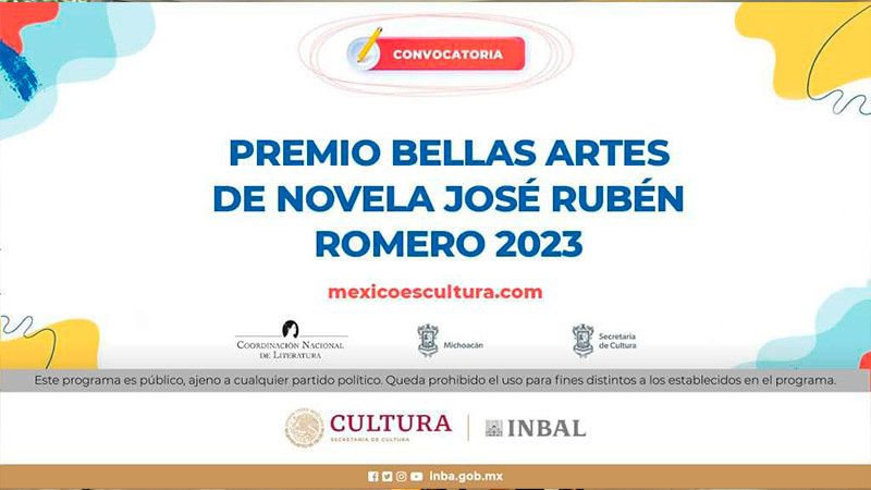 Abren convocatoria del Premio Bellas Artes de Novela José Rubén Romero 2023 