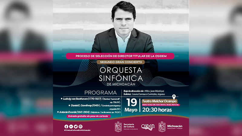 Anuncia Secum segundo concierto del concurso para director titular de la OSIDEM 