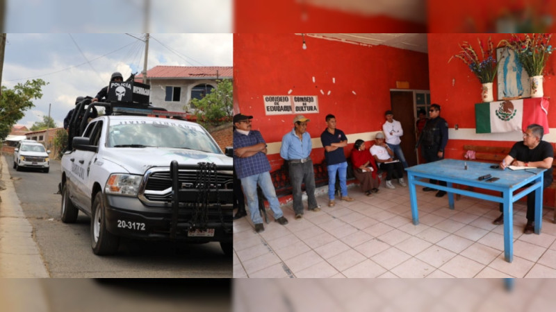 Tras desarmar comando armado a Policía de Ocumicho, SSP Michoacán acuerda trabajar con comuneros por la seguridad 