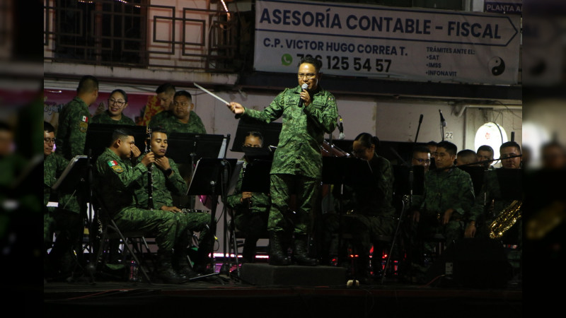 Se presenta la Banda Musical de la 12va Región Militar de Irapuato, Guanajuato, en Ciudad Hidalgo