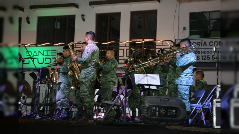 Se presenta la Banda Musical de la 12va Región Militar de Irapuato, Guanajuato, en Ciudad Hidalgo