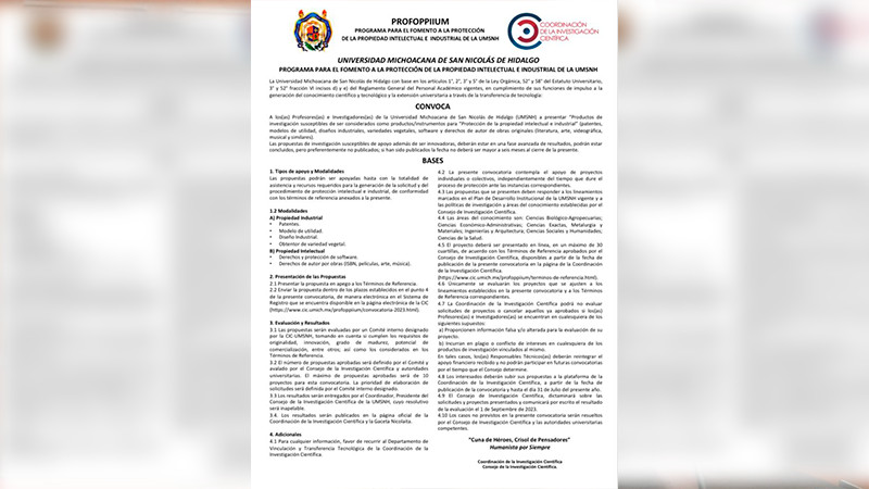 No te quedes fuera y protege tus conocimientos; lanza la UMSNH convocatoria  