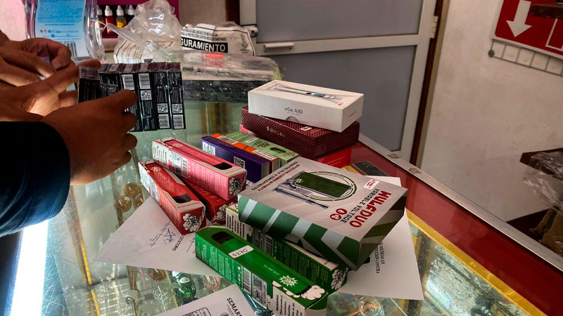 Aseguran cerca de 6 mil vapeadores en Michoacán; continúan inspecciones 