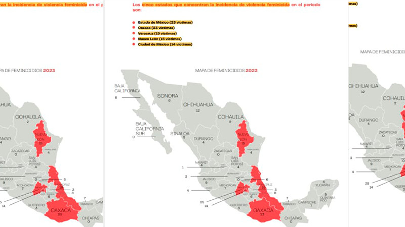 Michoacán, de los estados con menos víctimas de feminicidio en 2023 