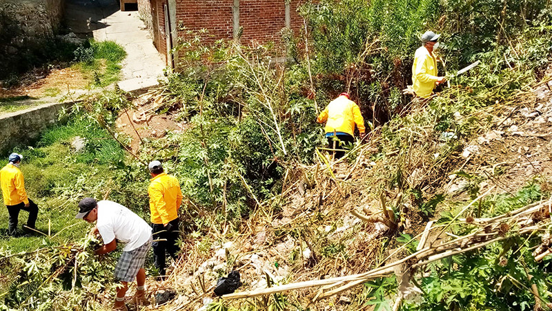 Gobierno municipal de Quiroga continúa con la limpieza de barrancas 