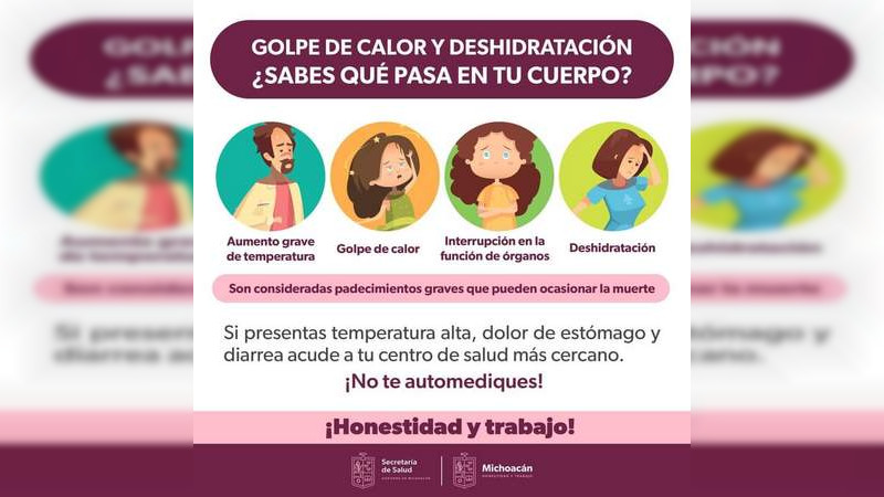 Llama Salud Michoacán a extremar precauciones para evitar un golpe de calor