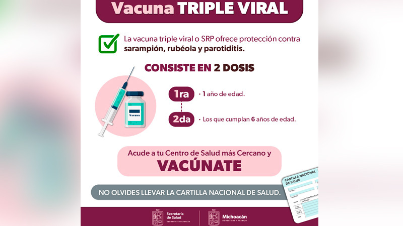 Exhorta SSM a vacunar a niñas y niños contra el sarampión, en Michoacán 