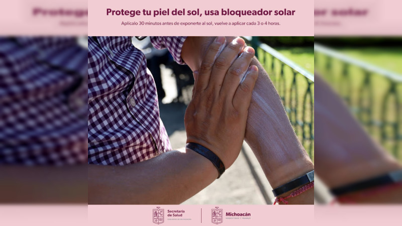 Llama SSM a usar bloqueador solar para prevenir quemaduras de piel 