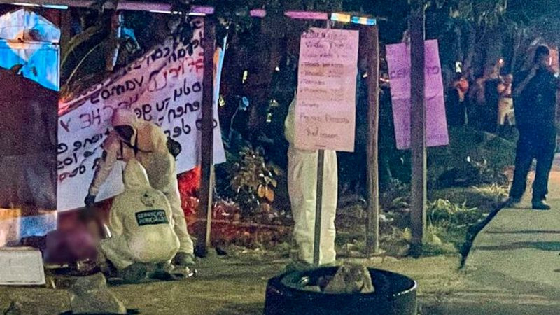 Abandonan tres cabezas humanas frente a instalación militar en Cancún y dejan mensaje en manta