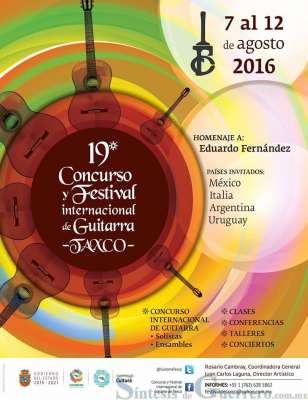 Todo listo para el arranque del Concurso y Festival Internacional de Guitarra de Taxco, el domingo 