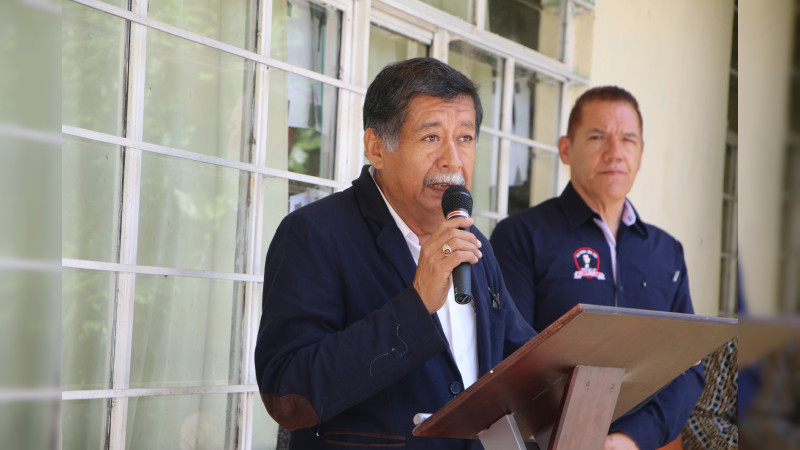 El presidente Municipal de Hidalgo inaugura aula en la escuela primaria Melchor Ocampo.