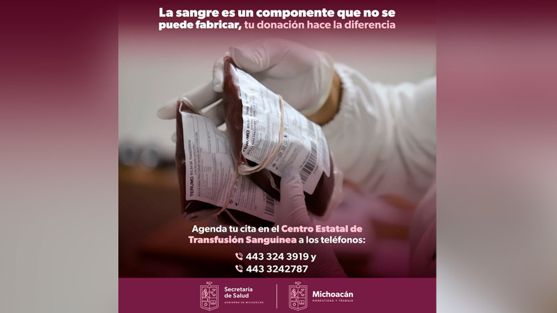 Llama SSM a michoacanos a donar sangre de manera altruista 