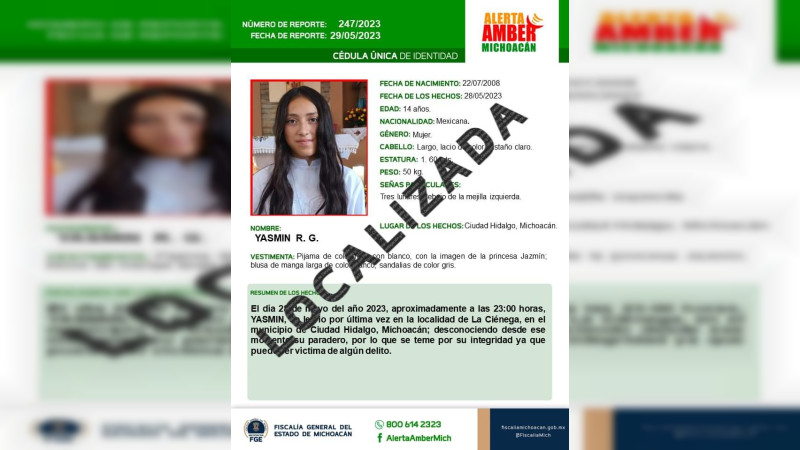 En Guanajuato, FGE localiza a adolescente reportada como desaparecida en Hidalgo 
