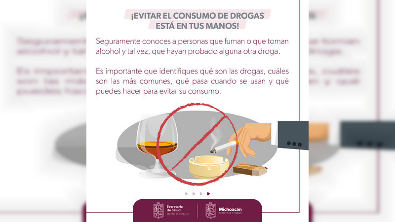 Salud Michoacán advierte los daños a la salud provocados por las adicciones