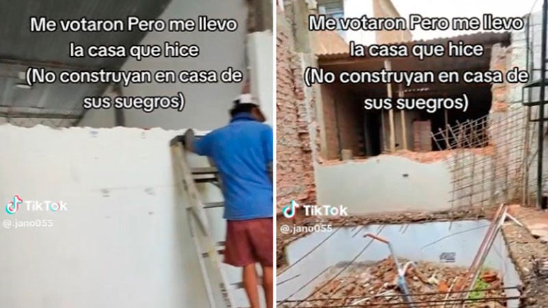 Hombre se divorcia y decide destruir la casa que construyó en terreno de sus exsuegros 