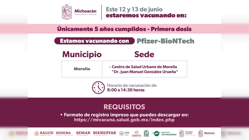 Anuncia SSM vacunación COVID-19 para menores de 5 años