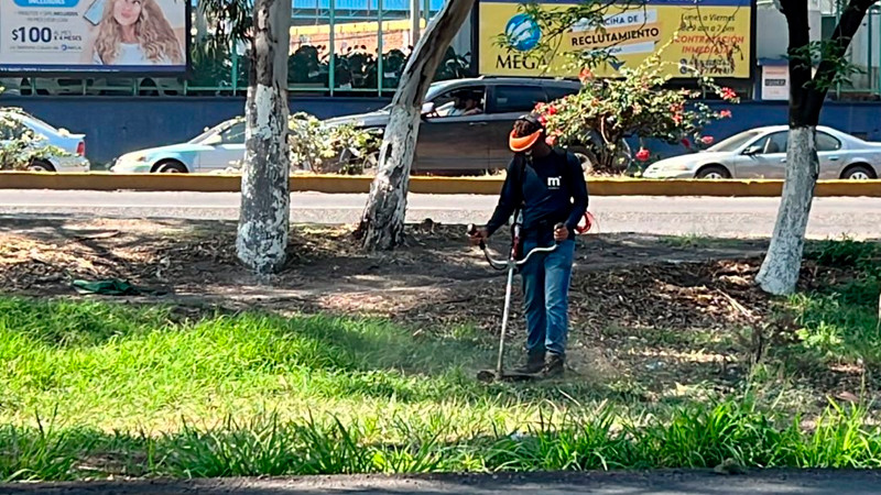 Trabaja Gobierno Municipal en limpieza de camellón de Salida Charo 