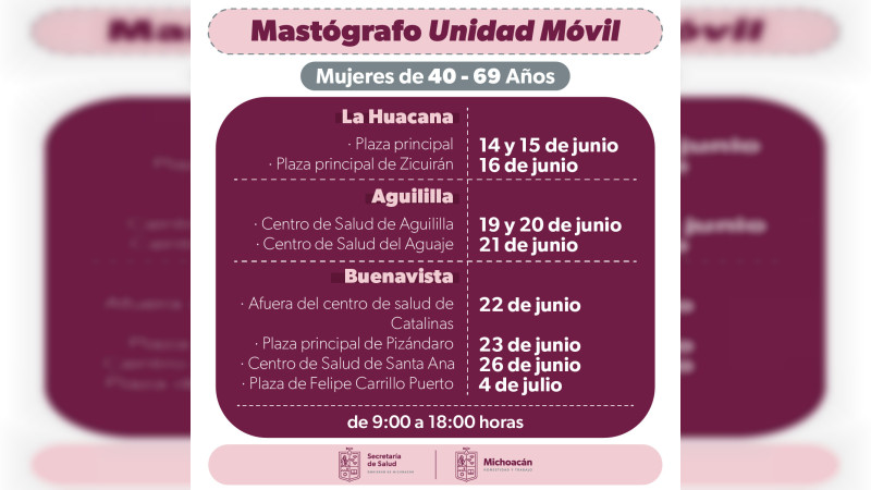 Anuncia SSM mastografías gratuitas en 3 municipios de Tierra Caliente 