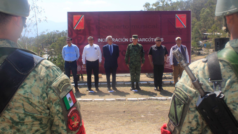 Ejército Mexicano incinera más de una tonelada de narcóticos asegurados en Michoacán 