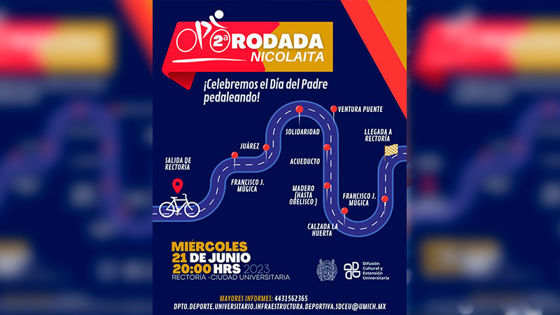 UMSNH realizará la 2ª Rodada Ciclista Nicolaita, Celebremos el Día del Padre Pedaleando 