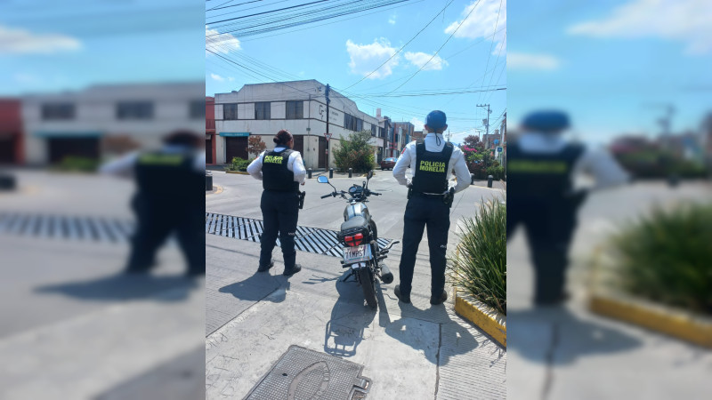 Detiene Policía Morelia a civil y asegura motocicleta con reporte de robo 
