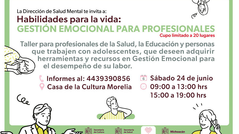Invita Salud Michoacán a curso de gestión emocional para profesionales 