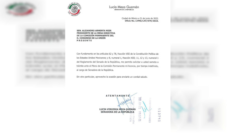 Lucía Meza pide licencia para buscar candidatura a gubernatura de Morelos en 2024