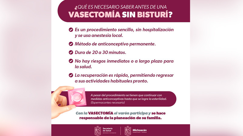 Refuerza SSM jornadas de vasectomía sin bisturí en 10 municipios de Michoacán 